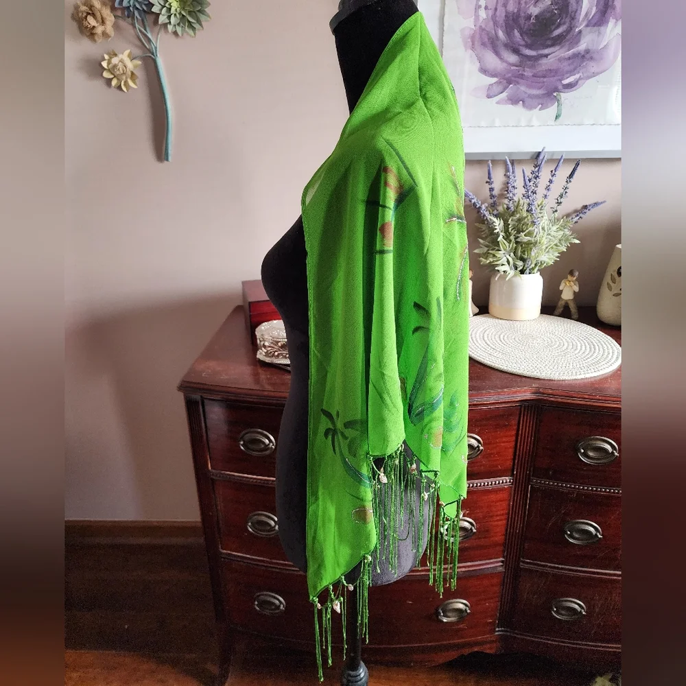 NEW ~ Island Style® Lightly Embellished Green Scarf/Wraps